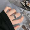 Simple Poker A Serpentine Black Drip Vintage Vintage Open Ring Niche Design Punk Personality Ring Female