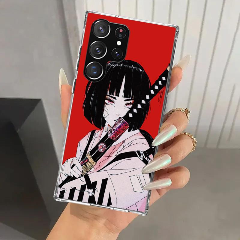 Japanese Style Anime Girl Phone Case for Samsung Galaxy S26 S24 S23 Ultra S25 Edge S22 S21 Plus S20 FE + Soft Print Shell Funda