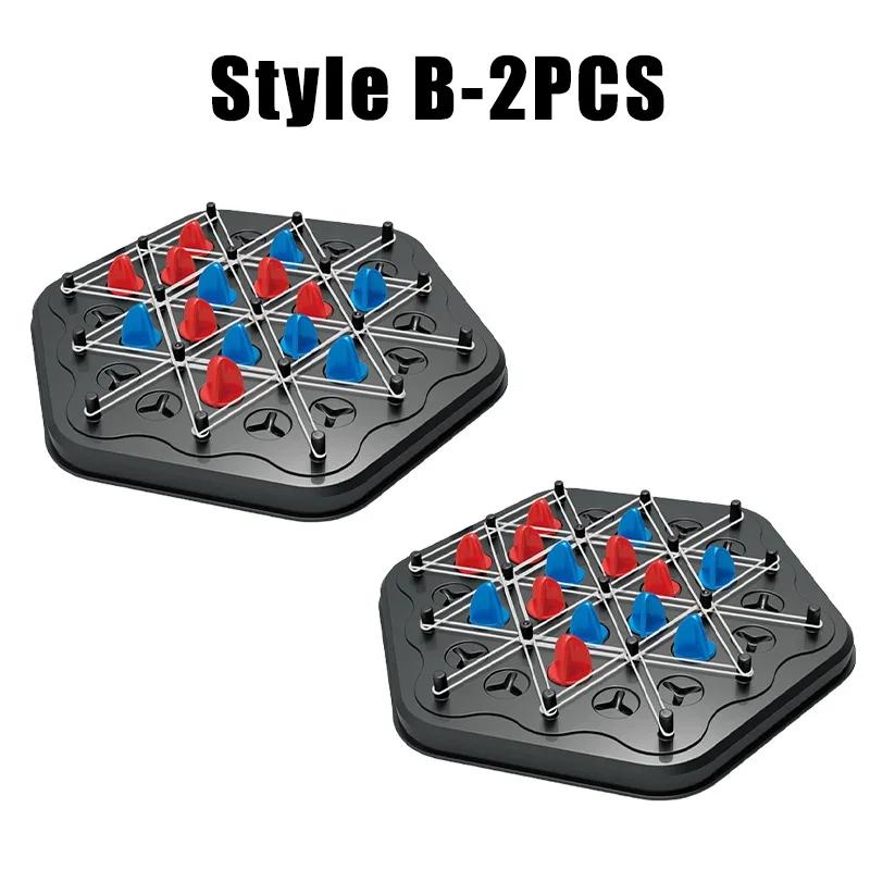 Chain Chess Classic Puzzle Board Game 1/2/4PCS Triangle Chess Rubber Band Multiplayer Battle Educational Chess for Kids