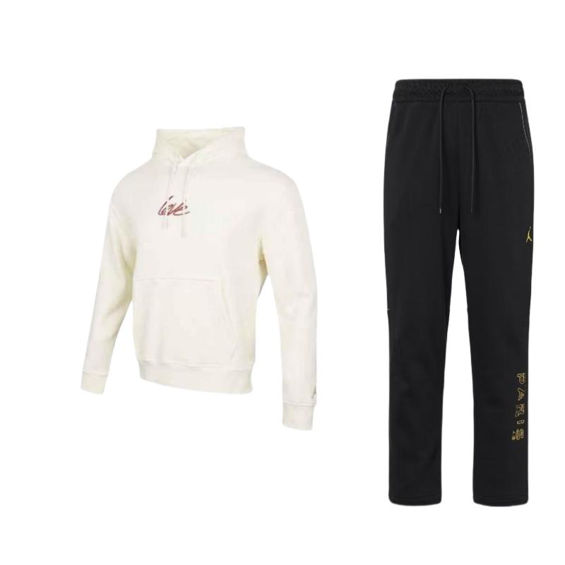 

Jordan Толстовка с капюшоном и буквами логотипа, удобные прямые длинные брюки, повседневный спортивный костюм для мужчин, толстовка и брюки DV0622-010+FD4801-133 L