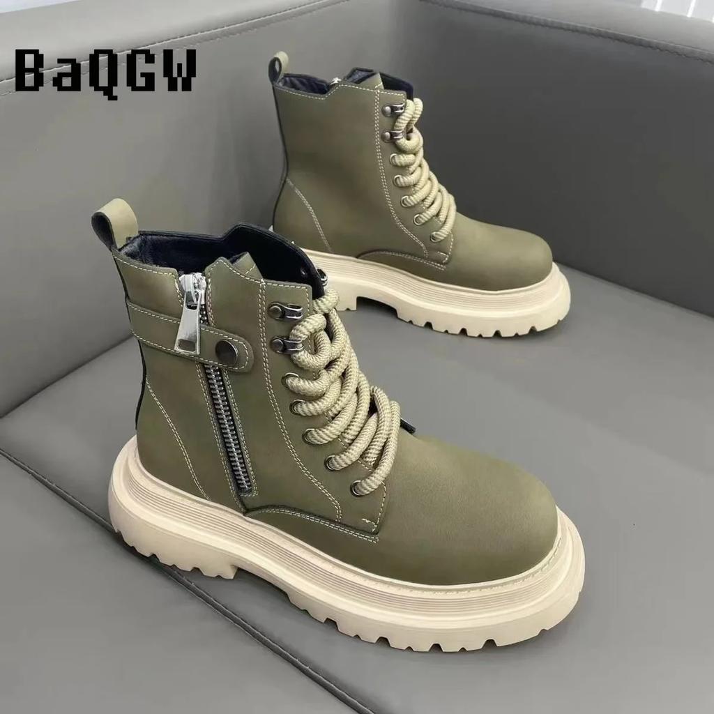 Fashion Autumn New Arrival Fashion Casual British Style Designer Motorcycle Boots Comfortable High Quality Winter Warm Lace Up Men Shoes