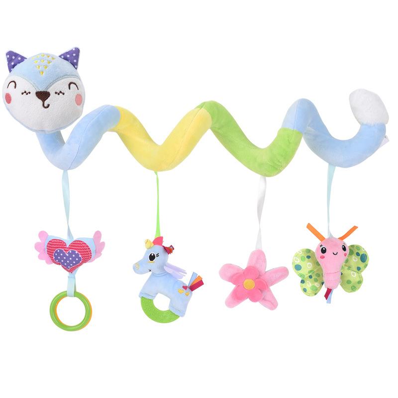 Car Seat Toys Infant Baby Pink Fox Spiral Activity Plush Hanging Rattle Toys  Stroller Sensory Toy for Newborn Gift