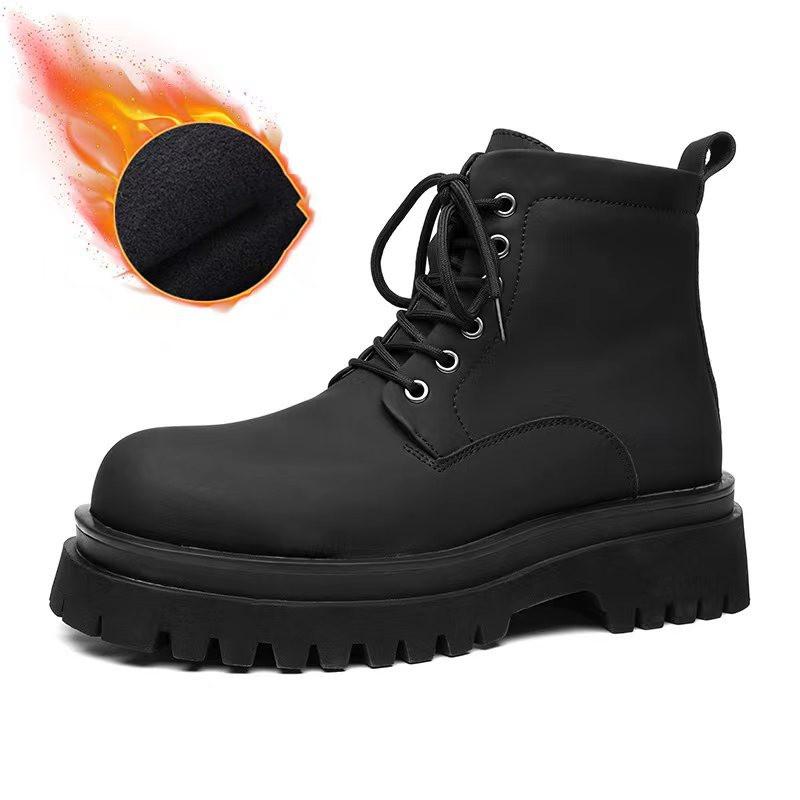 

мужские повседневные ботинки на платформе черные модные из натуральной кожи ковбойские ботильоны уличный стиль красивые мотоциклетные короткие боты мужские 280