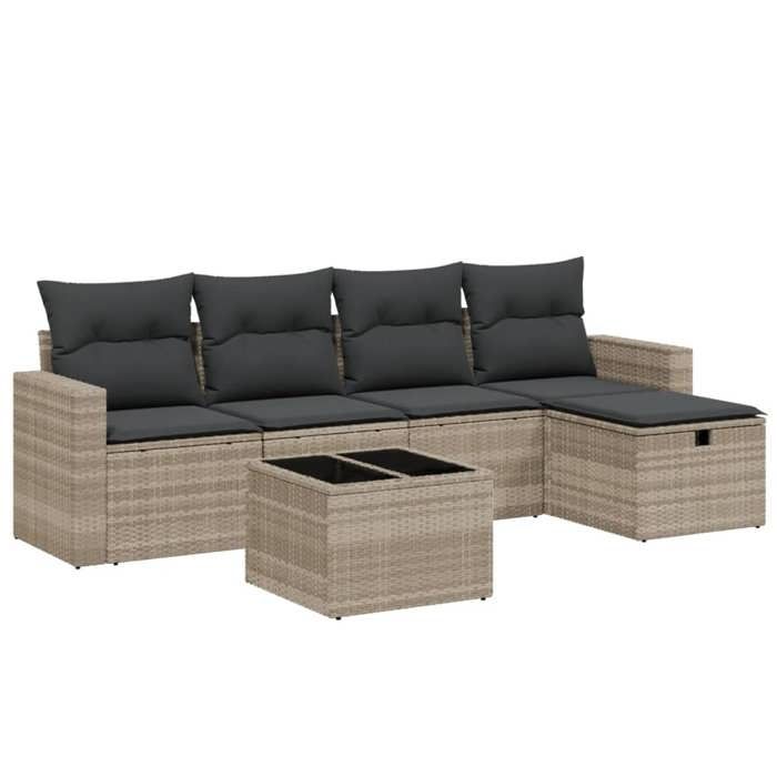 VidaXL Garden Lounge Set with Cushions 6 Pcs, Patio Sofas, Patio Furniture Set, Outdoor Furniture, Grey 3263478