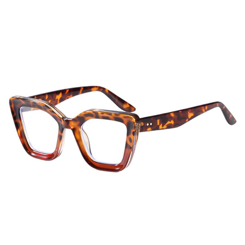 Reading Blue Light Filter Glasses Elegant Green Leopard Women'S Eyeglasses Presbyopia Magnifier Eyewear Square Thick Frames