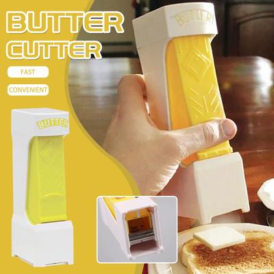 Tăiător de unt Dozator de brânză Divizor Stick Tăiător de unt cu oțel inoxidabil Un clic galben de depozitare Unelte de bucătărie Bucătărie cu unt