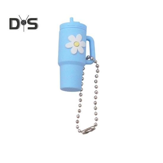 

Украшение для чашки молочного чая с цветочным принтом, брелок-подвеска из пищевого силикона, яркий цвет, мини-кружка, брелок-подвеска небесно-голубой