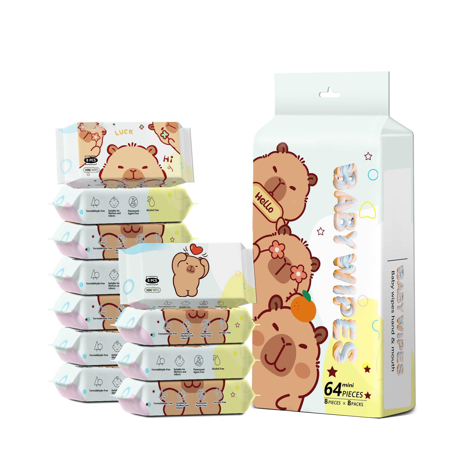 

Портативні Міні Вологі Серветки для Немовлят та Домогосподарства - Догляд за Руками та Ротом, в Індивідуальній Упаковці, Санітарні, для Використання Мамою та Дитиною