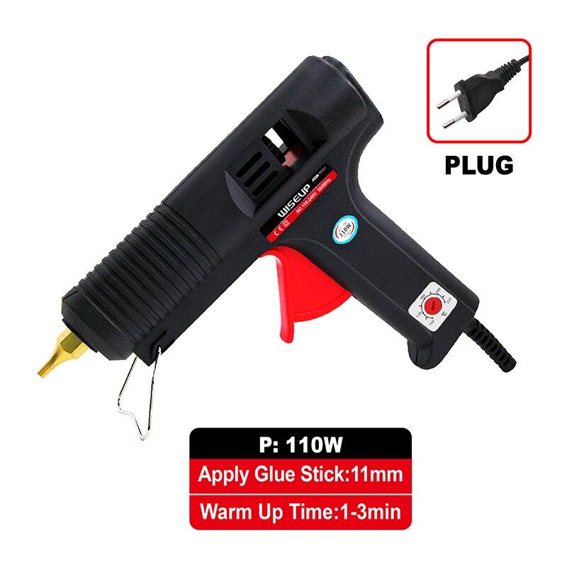 

WISEUP 110 Вт термоплавкий клеевой пистолет с клеевым стержнем 11 мм, медная насадка с умной температурой, промышленный пистолет для горячего клея, инструмент для ремонта палочек, сделай сам set1 чёрный