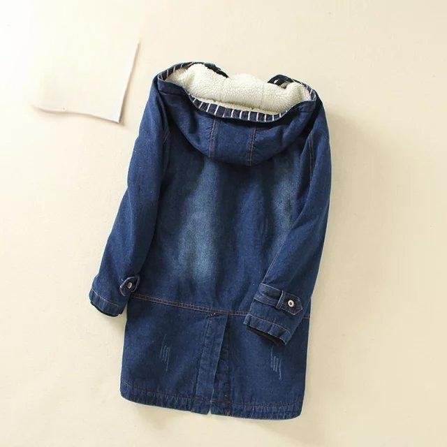 Autumn and Winter Women's Thick Denim Cotton Coat Mid-length Women's Plus Size Jacket