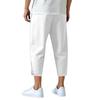 Men's Linen Drawstring Cropped Pants, Casual Athletic Trousers