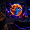 Bat Halloween Tapestry Blood Full Moon Purple Cloud Spooky Night Wall Hanging Teen Bedroom Dorm Party Decor Cloth