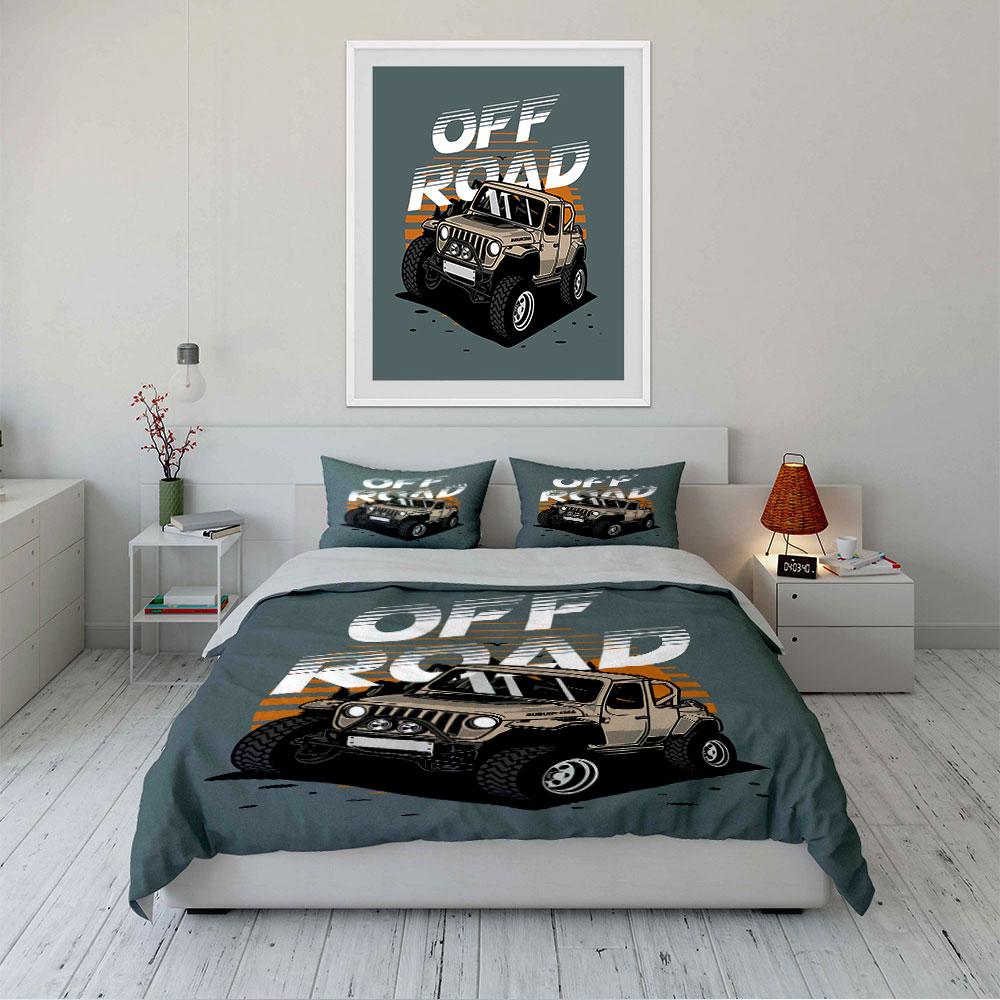 Off-Road Adventure Design Bedding Duvet Cover Set Duvet Cover Pillowcases  (1*Duvet Cover 2*Pillowcases, Without Duvet Insert)