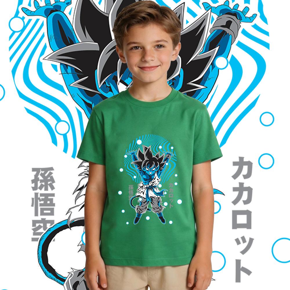 Dbz Goku Anime Print Pure Cotton T Shirt for Boys Girls Casual Short Sleeve Kids Summer Top Soft Breathable Lightweight
