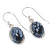 Natural Snowflake Obsidian Gemstone 925 Solid Sterling Silver Earring 1.50" K1n23