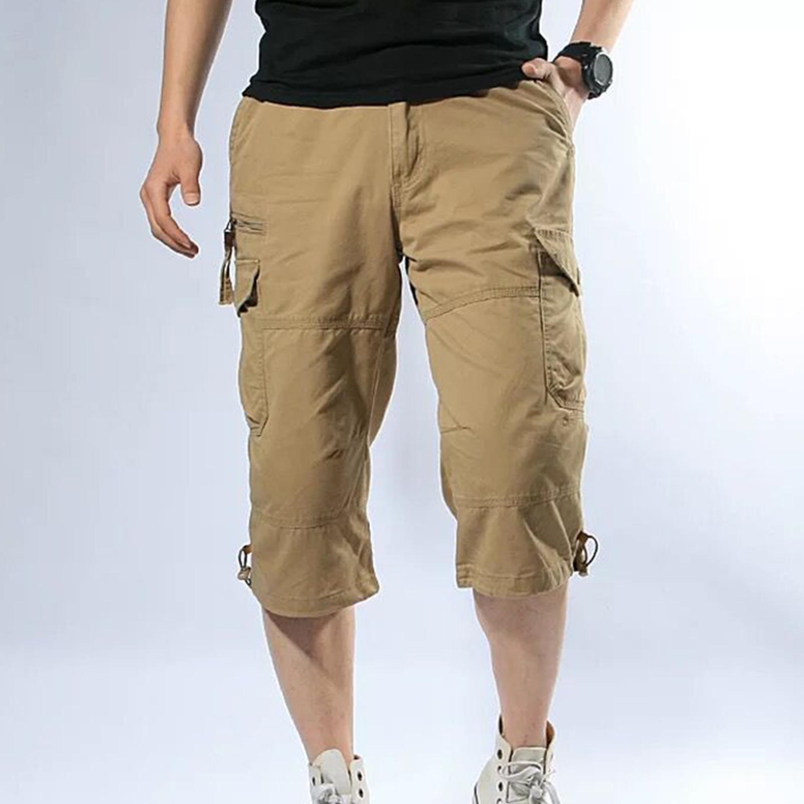 

Мужские свободные шорты с несколькими карманами, укороченные повседневные брюки для активного отдыха XL хаки