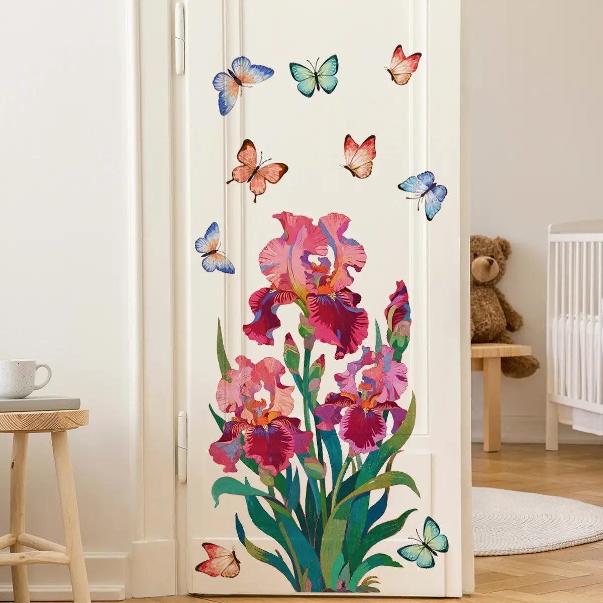 

Iris Butterfly Wall Sticker Waterproof Self Adhesive Bathroom Floral Decor 30x59cm