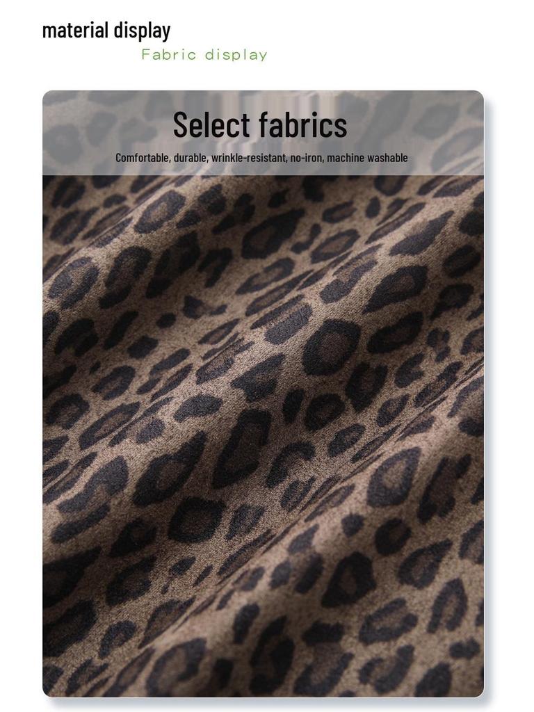 2024 Women's Gray Leopard Woolen Midi Skirt - Autumn/Winter Style, Straight Bodycon with Slit