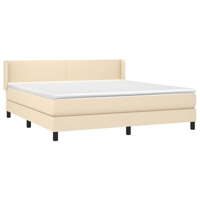 3129574 vidaXL Lit à sommier tapissier avec matelas Crème 180x200 cm Tissu