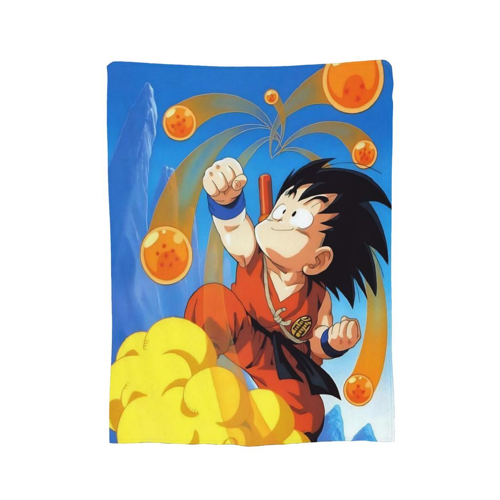DBZ Goku Pattern Blanket Anime Characters Plush Funny Warm Throw Blanket for Coverlet Spring/Autumn,