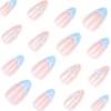 French Blue Wear Nail Piece Butterfly Pearl Nail Art False Nail Repeatable Short Almond Nail Piece