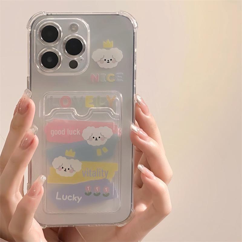 Zhitai Cartoon Silicone Phone Case for iPhone 13-15 Pro/Max with Card Holder