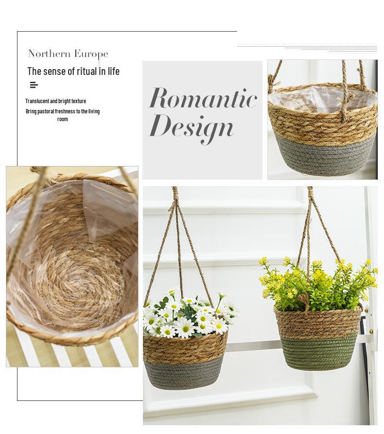 Woven Hanging Basket for Pothos - Creative Balcony Flower Pot