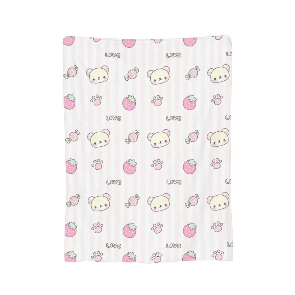 Rilakkuma Candy Strawberry Korilakkuma Blankets Flannel Throw Blanket Summer Air Conditioning Personalised Soft Warm Bedsprea,