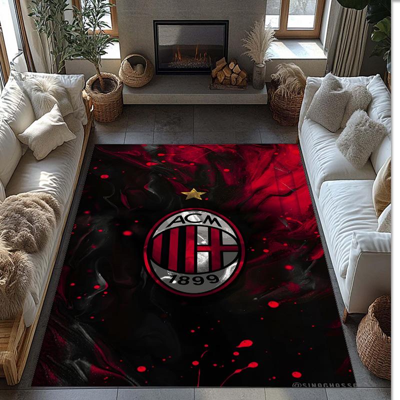 AC Milan Theme rug Soft Crystal Velvet Area Rug Non-Slip Floor Carpet for Living Room Bedroom Nursery