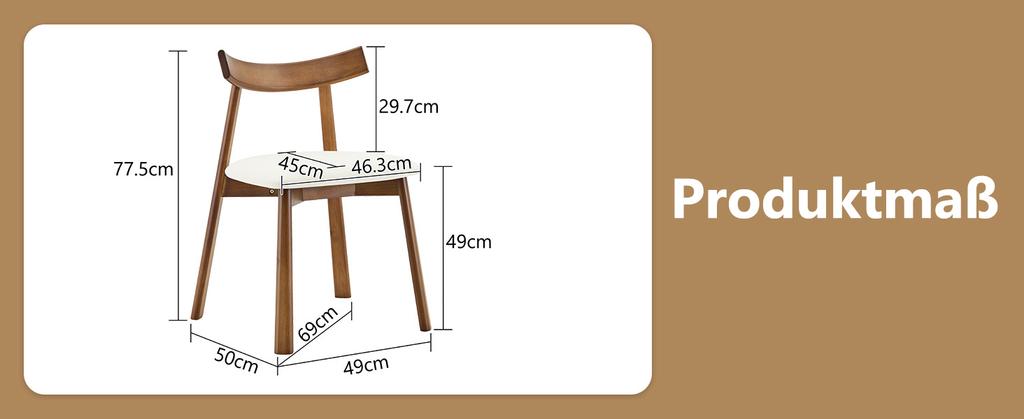 Set of 2 Dining Chairs with Wooden Frame, Upholstered Chairs with Ergonomic Backrest, Chairs for Dining Room Living Room, Chairs Only Without Table
