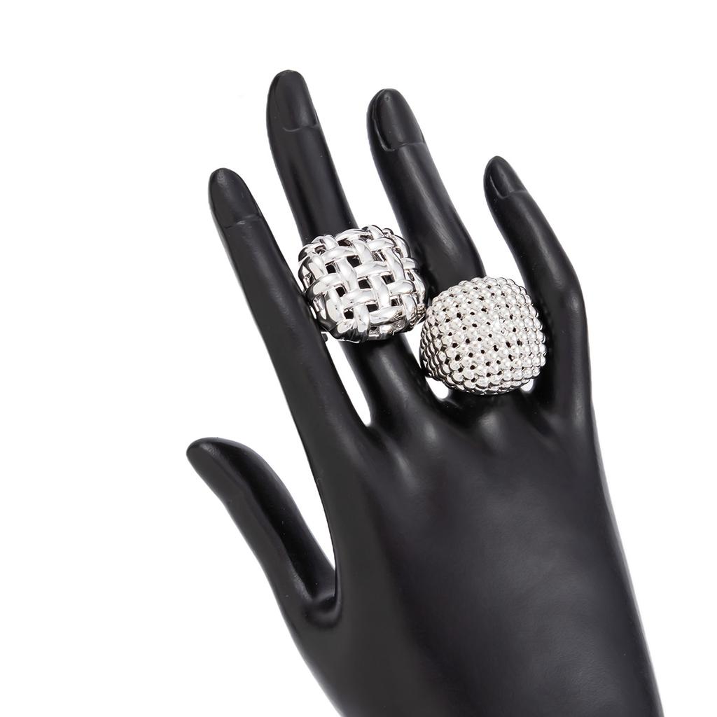2Pcs/Set Trendy Geometric Adjustable Open Rings for Women Exaggerated Vintage Irregular Square Chunky Knuckle Ring Wedding Jewelry