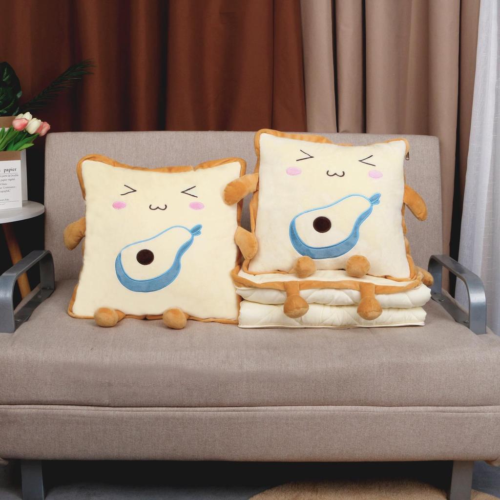 Two-in-One Embroidery Throw Pillow and Quilt: Logo Print Cushion for Bed, Car, Office, or Nap
