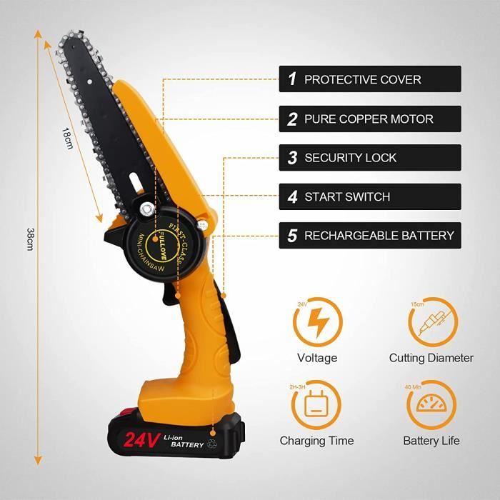 Mini Battery-Powered Chainsaw 6-inch, Small Electric Cordless Chainsaw On Battery, Portable One-Handed Chainsaw[497]