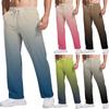 Gravata Masculina, Calça Casual Degradê Com Bolsos | Perna Reta Solta, Cintura Elástica Com Cordão Para Uso Diário & Casual