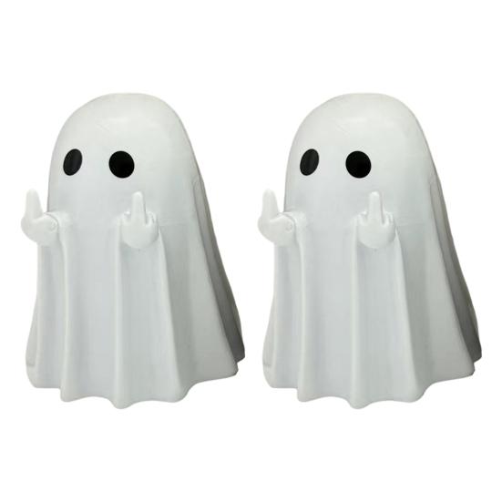 Langefinger Spøkelsesfigur Resin Spøkelsesfigur som gir fingeren Spøkelsesstatue for Skrivebord Skap Hjem Halloween Dekor