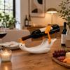 Bird Bottle Holders Counter Wine Rack Decorative Wine Bottle Holder with a White Body, Sculptural PET Display for Sideboards, Shelves, and Bar