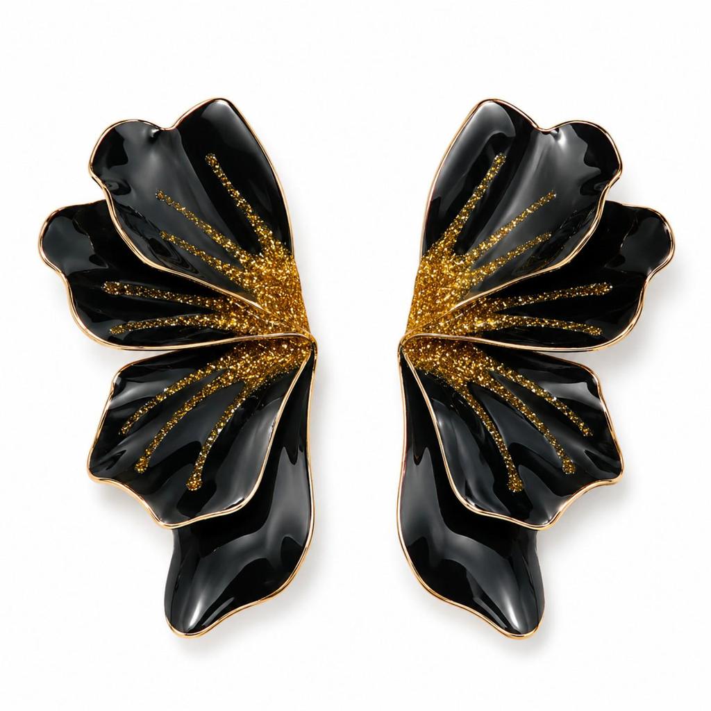 Vintage Black Series Stud Earrings 925 Silver Needle Minimalist High-End Personality Accessories for Women