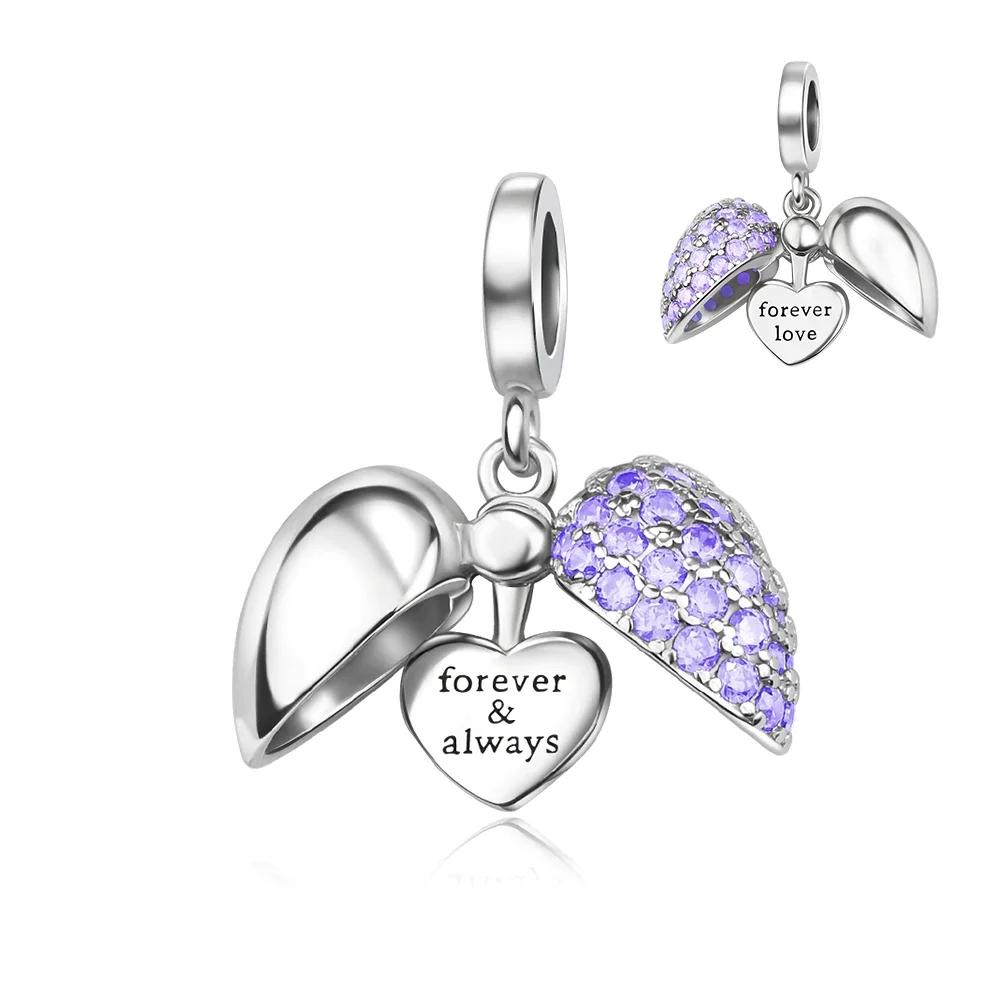 New Original Copper Colored Heart Shape Open And Close Charms Fit Pendant Bracelets Necklace Women Diy Fine Jewelry