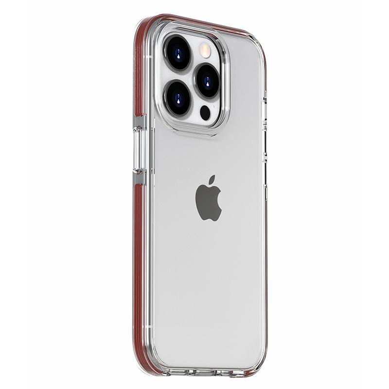 

Crystal Clear PC+TPU+TPE Phone Case for iPhone 15 Pro Anti-Drop Protective Phone Cover Wine Red