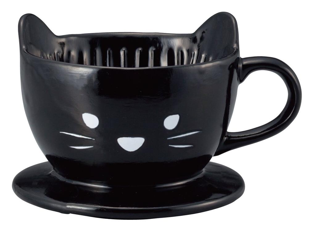 SANART Cute Tableware [Cat Kitchen Utensils] Black Cat Coffee Dripper Diameter 13.5cm Black SAN2542-2
