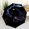 1 Stück Galaktische Katze Regenschirm für den Außenbereich - Automatisches Öffnen/Schließen, Tragbares 3-fach faltbares Design mit Eisenrahmen, Perfektes Geschenk für Fans und Reisende, Geeignet f