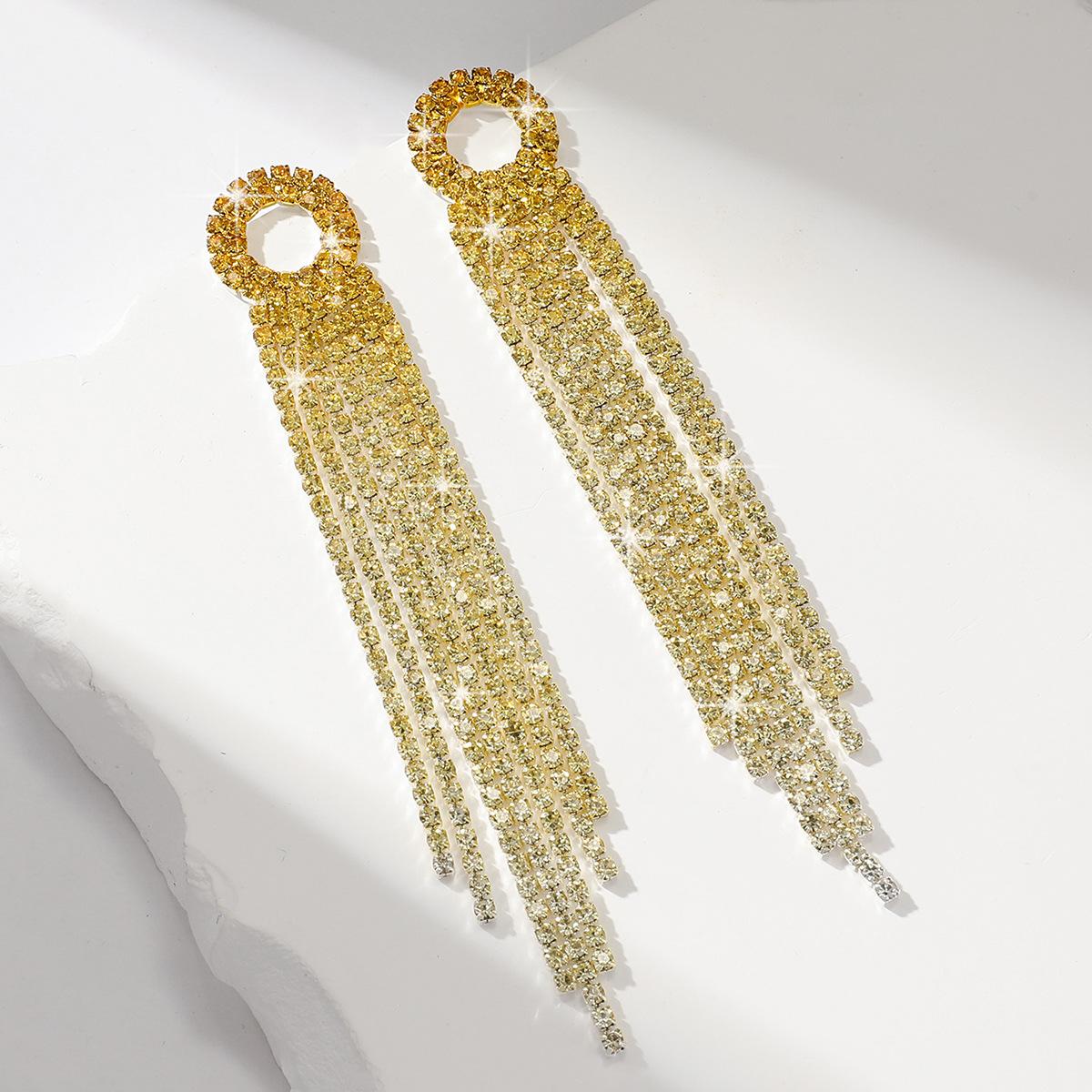 Geometric Long Tassel Earrings - Street Style  Bridal  Wedding  Evening Party  Statement Earrings & Accessories