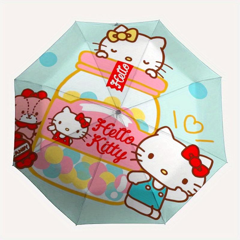 Hello Kitty Candy Bottle Design Automatic Opening and Closing Umbrella, Lightweight 3-Fold, With Cute Cartoon Characters, Suitable for Home, Outdoor a