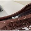 Retro Frosted Suede Tassel One Shoulder Bag Women Autumn Winter Vintage Rivet Zipper Large Capacity All-Match Crossbody Bags
