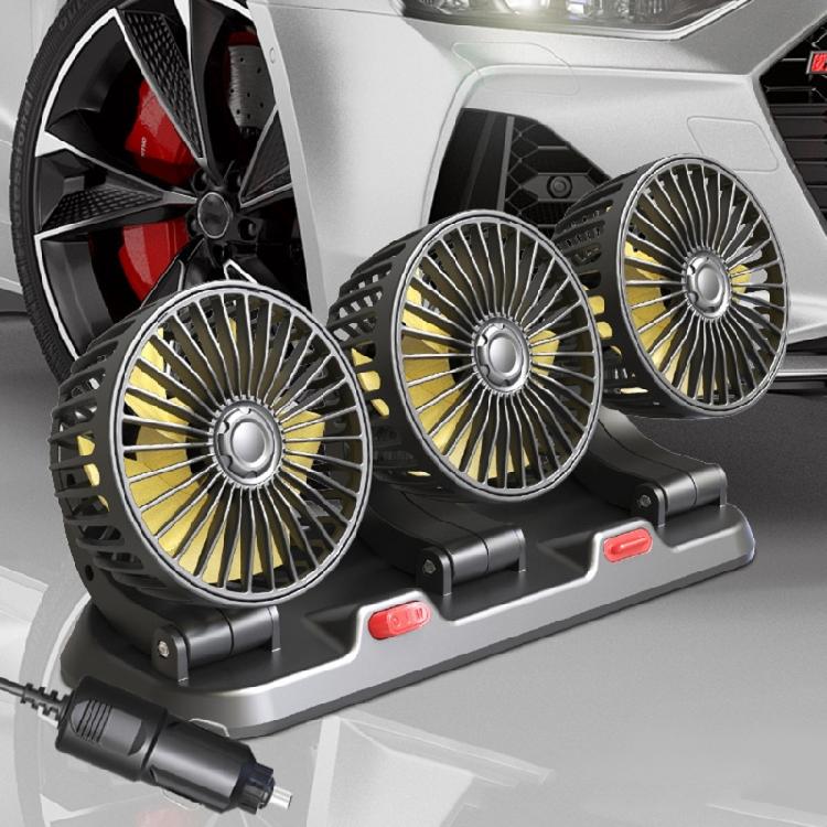 3 Head Cooling Fan with Phone Number Plate for SUV Truck Vehicle 360 Degree Rotating 5V/12V/24V Air Ventilation Fan