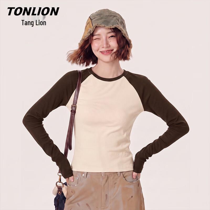 TonLion Women's Slim-Fit Color-Block Long-Sleeve T-Shirt
