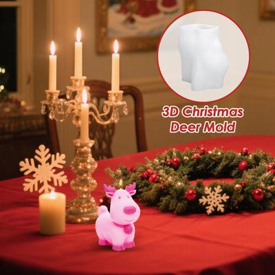 Christmas Deer Mold Silicone Reindeer Christmas Candle Mold Cute Art Craft Supplies Resin Casting Tool For Chocolate Jelly