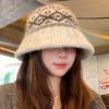 Knitted Wool Hat Women's Winter Warm Bucket Hat Retro Ethnic Wind Basin Hat
