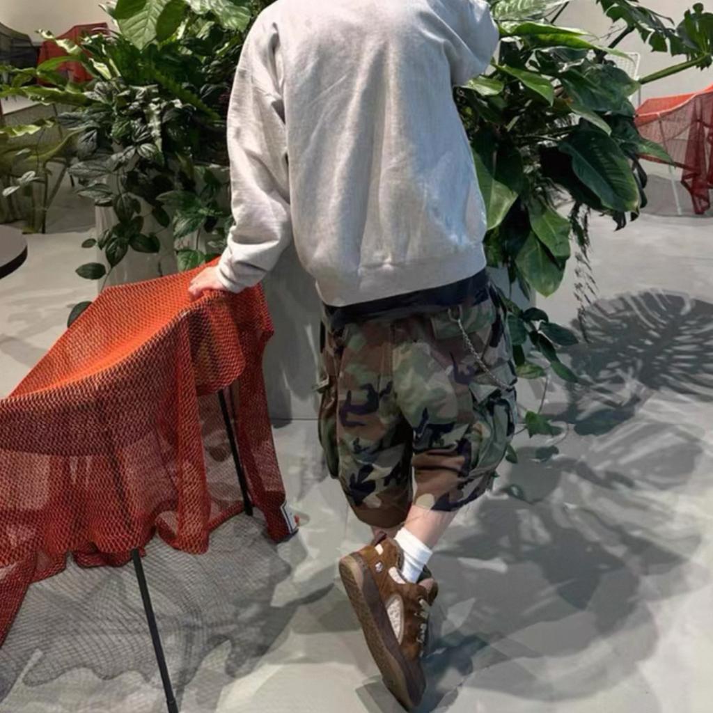 BeatStreet Camouflage Cargo Cropped Shorts for Men Wide Leg Patchwork Baggy Summer Shorts Oversized Loose Over Knee Pants