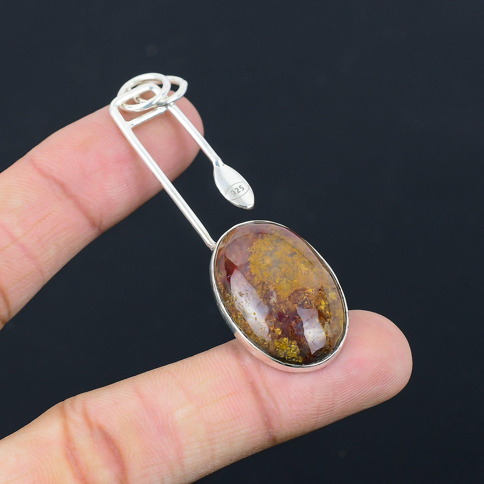 Mothers day Deal Seam Agate Gemstone Wedding Pendant Jewelry 925 Sterling Silver